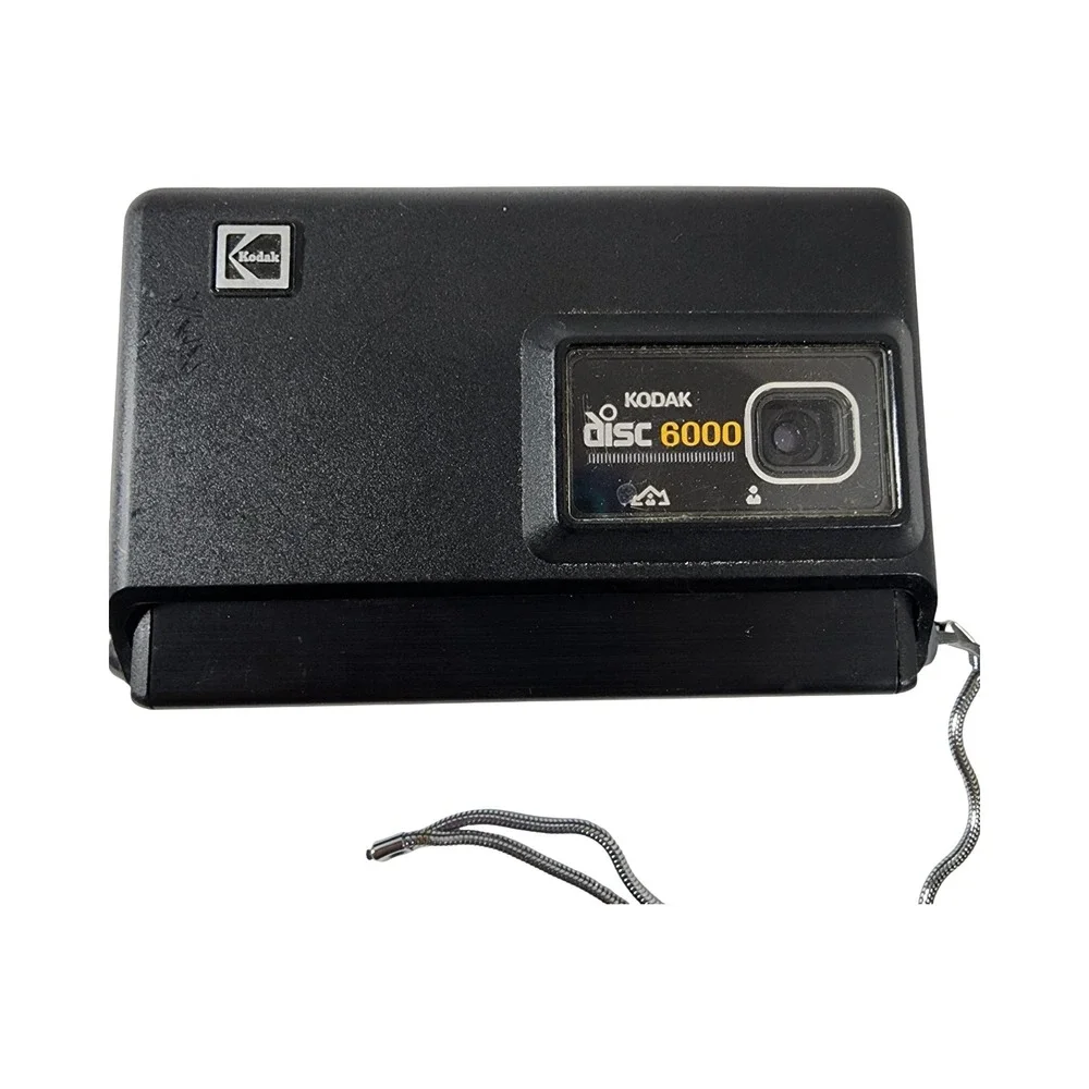 Kodak Disc 6000 Vintage Film Camera Black with Wrist Strap and Film Cartridge